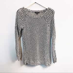 Black and white womens slinky knit sweater